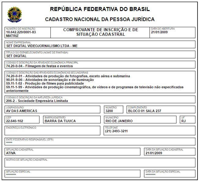 Cartão CNPJ Set Digital